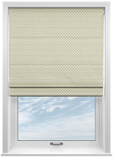 Trellis Prints, Scallop and Bud Green - Roman Blind